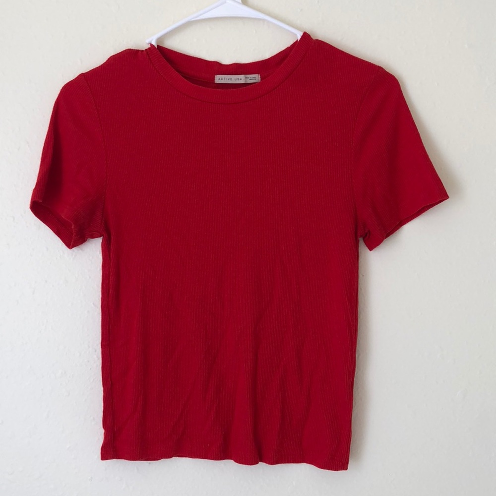 Red Ribbed Tee